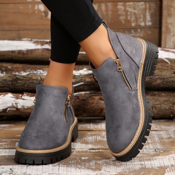 Bexley | Women's Platform Ankle Boots with Side Zipper - Black - Image 3