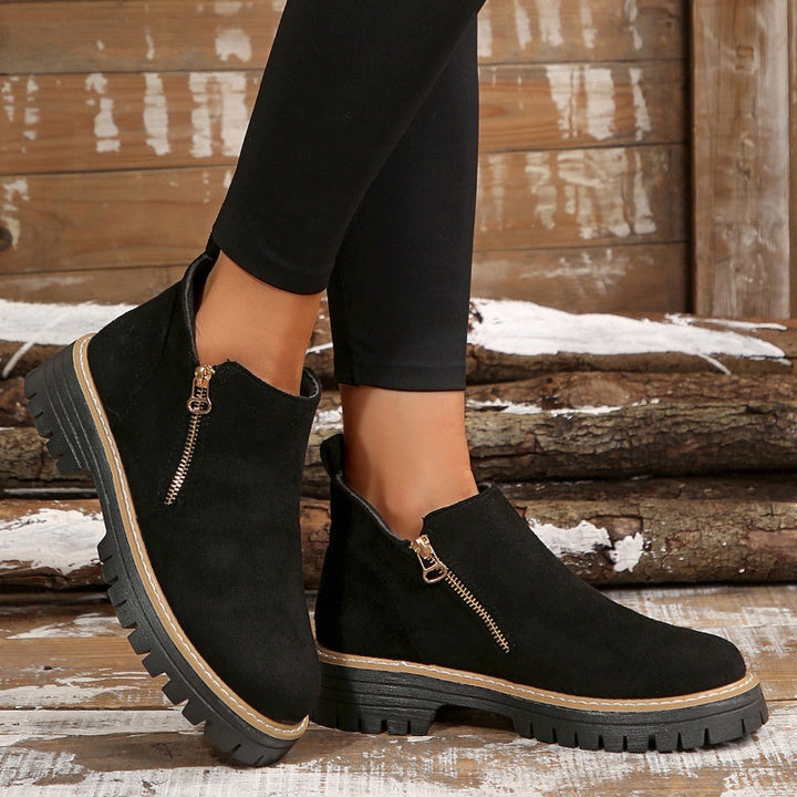 Bexley | Women's Platform Ankle Boots with Side Zipper - Black - Image 5
