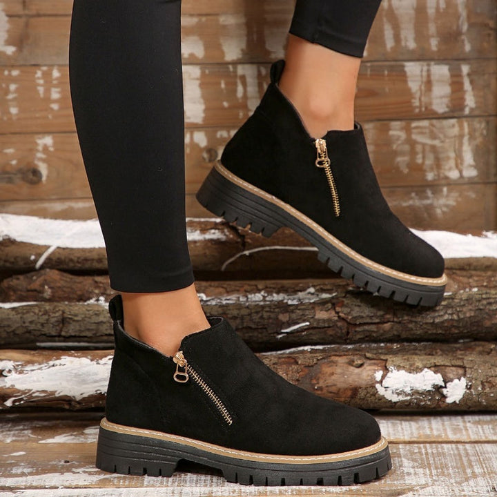 Bexley | Women's Platform Ankle Boots with Side Zipper - Black - Image 6