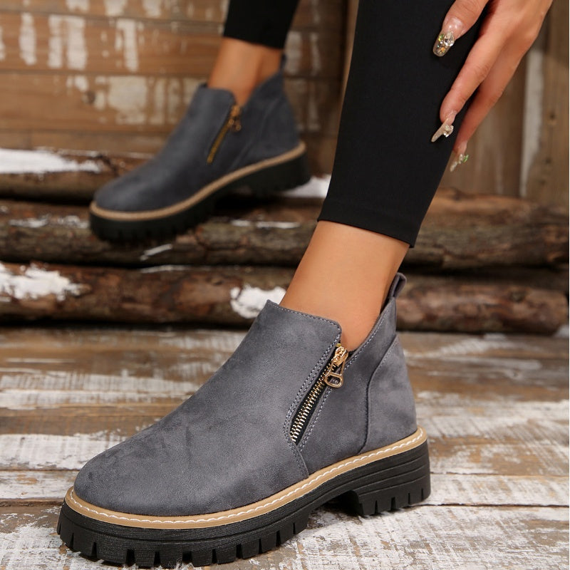 Bexley | Women's Platform Ankle Boots with Side Zipper - Black - Image 7