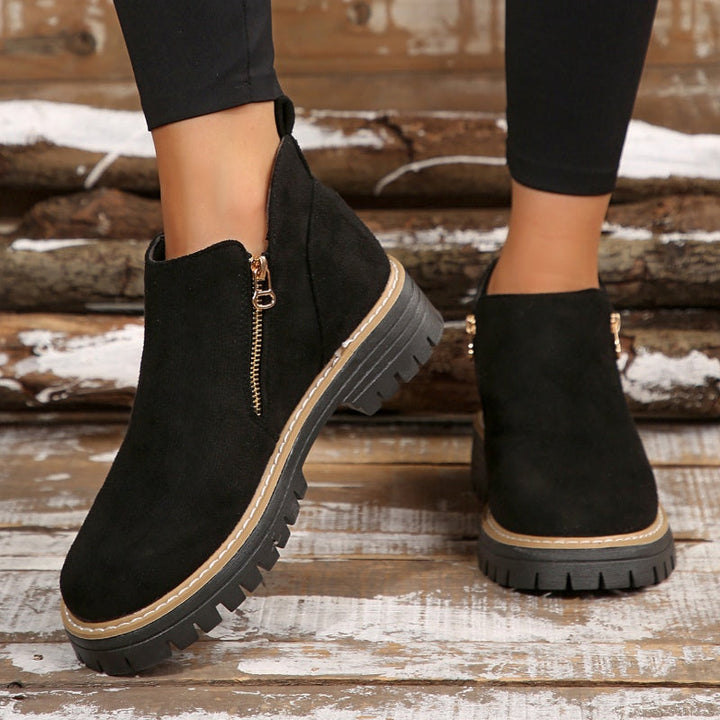 Bexley | Women's Platform Ankle Boots with Side Zipper - Black - Image 8