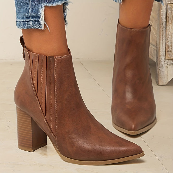Bexley | Women's Square Heel Pointed Toe Ankle Boots - Black - Image 10