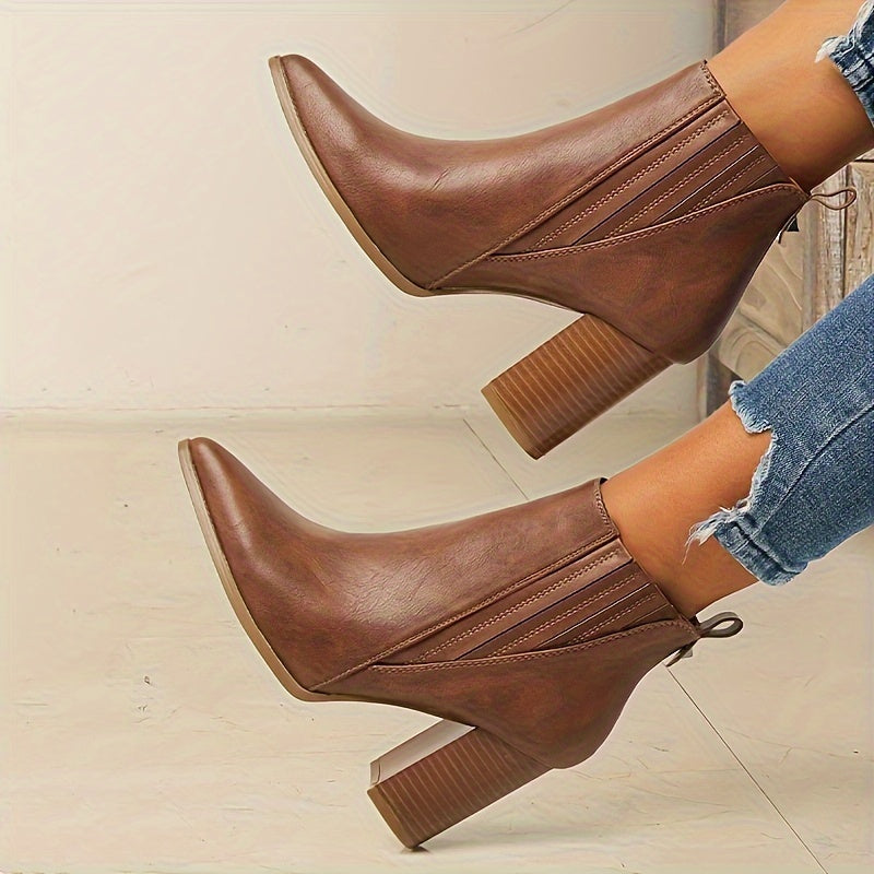 Bexley | Women's Square Heel Pointed Toe Ankle Boots - Black - Image 2