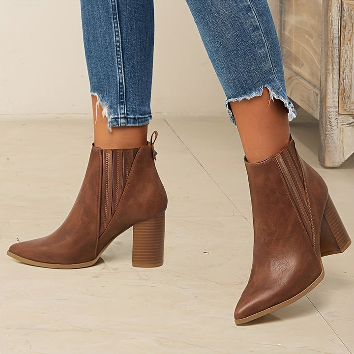 Bexley | Women's Square Heel Pointed Toe Ankle Boots - Black - Image 3