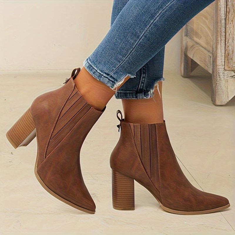 Bexley | Women's Square Heel Pointed Toe Ankle Boots - Black - Image 4