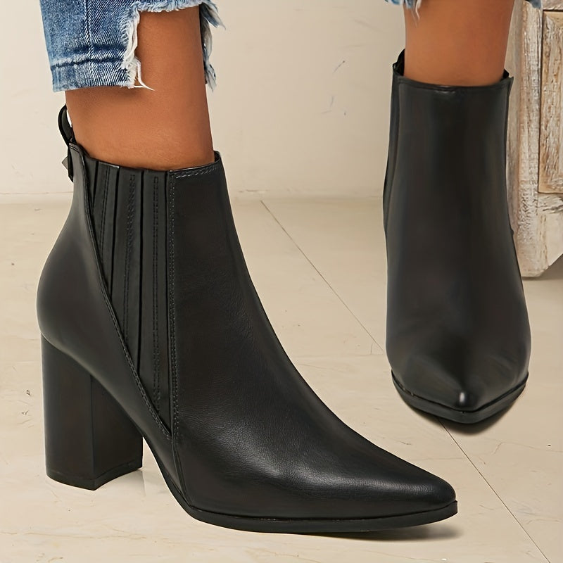 Bexley | Women's Square Heel Pointed Toe Ankle Boots - Black - Image 5