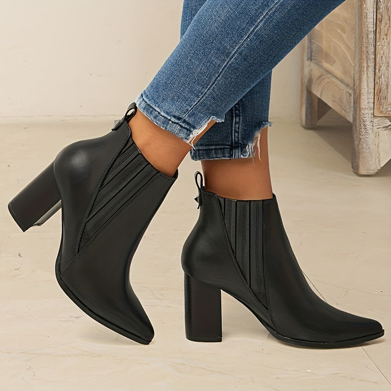 Bexley | Women's Square Heel Pointed Toe Ankle Boots - Black - Image 7