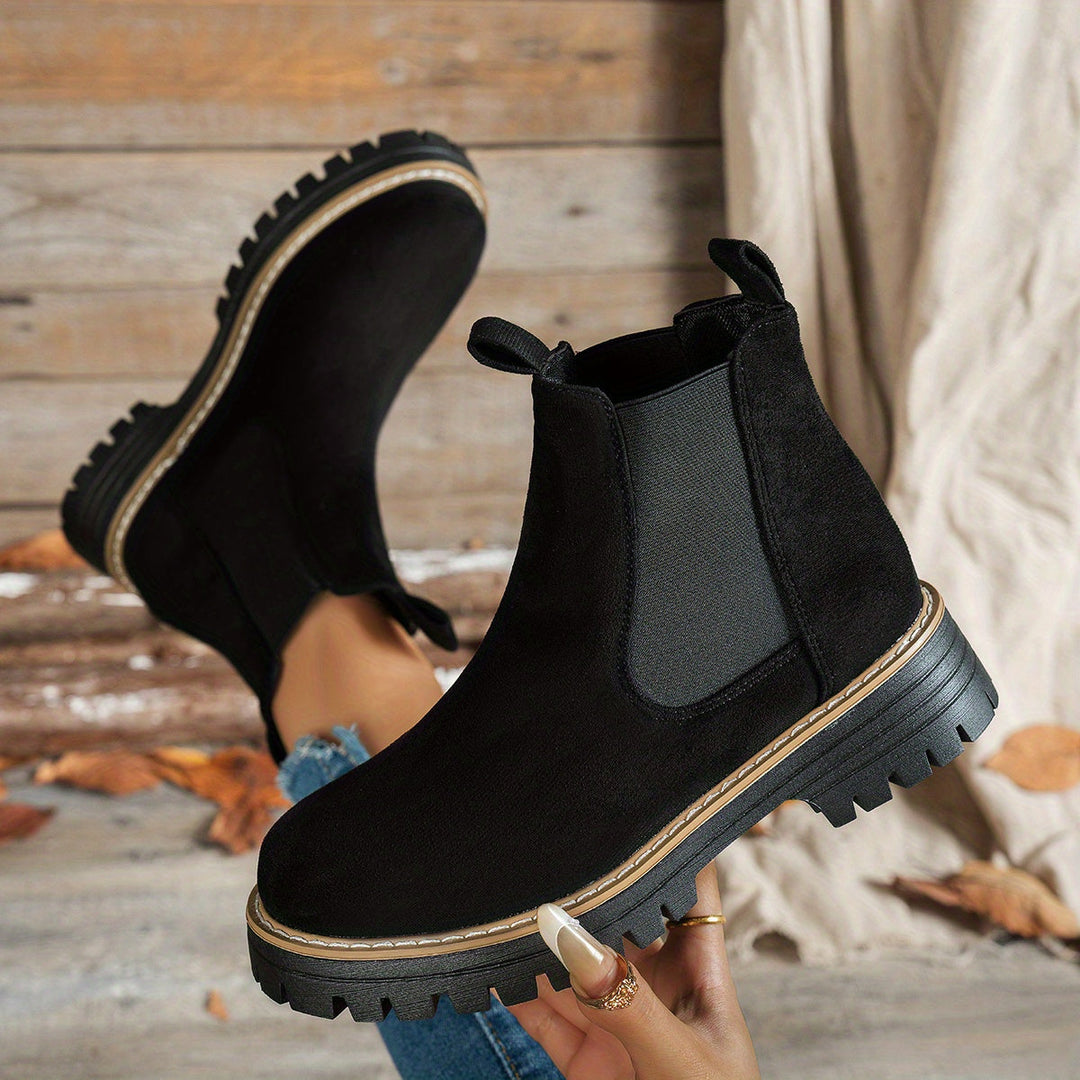 Blythe | Women's Chelsea Platform Ankle Boots - Black - Image 6
