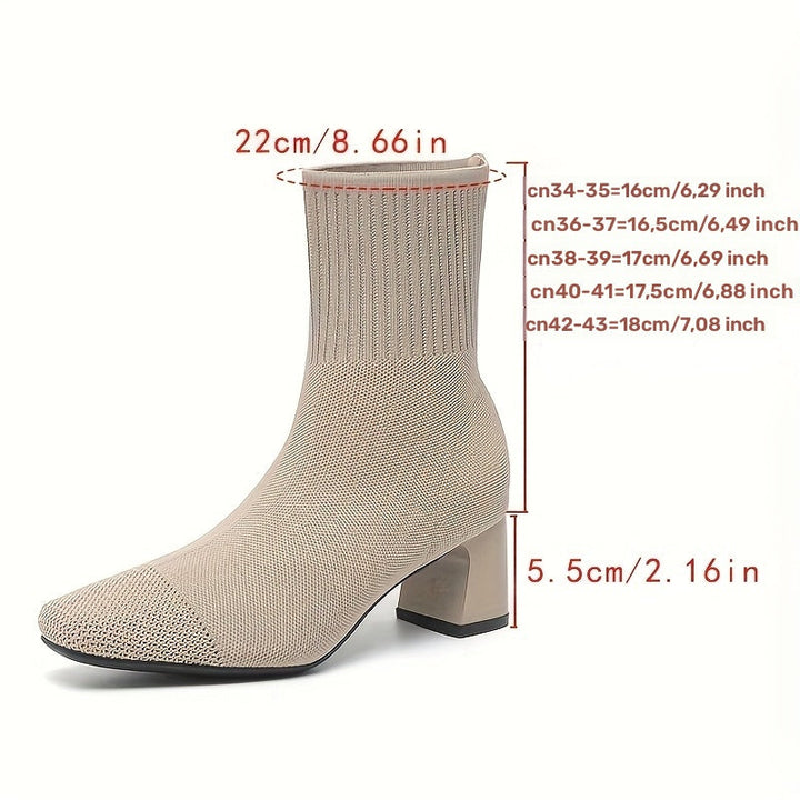 Blythe | Women's Knit Ankle Boot with Block Heel - Navy - Image 15