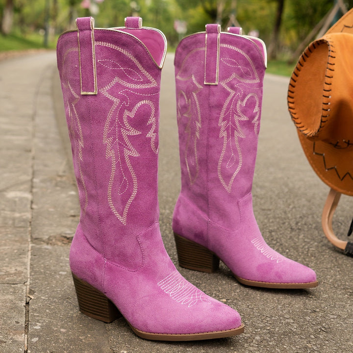 Blythe | Women's Wide Calf Western Cowboy Boots - Purple - Image 10