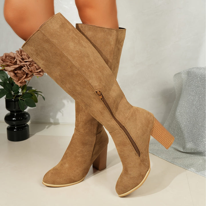 Blythe | Women's Wide Calf Western Cowboy Knee-High Boots - Brown - Image 4