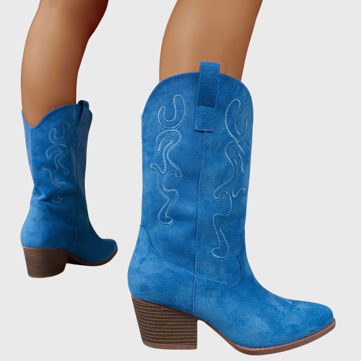 Brecka | Women's Wide Calf Western Cowboy Boots - Royal Blue - Image 13