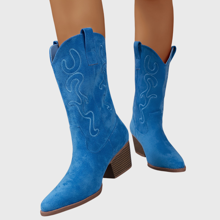 Brecka | Women's Wide Calf Western Cowboy Boots - Royal Blue - Image 14