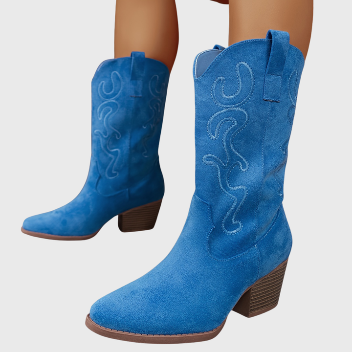 Brecka | Women's Wide Calf Western Cowboy Boots - Royal Blue - Image 15