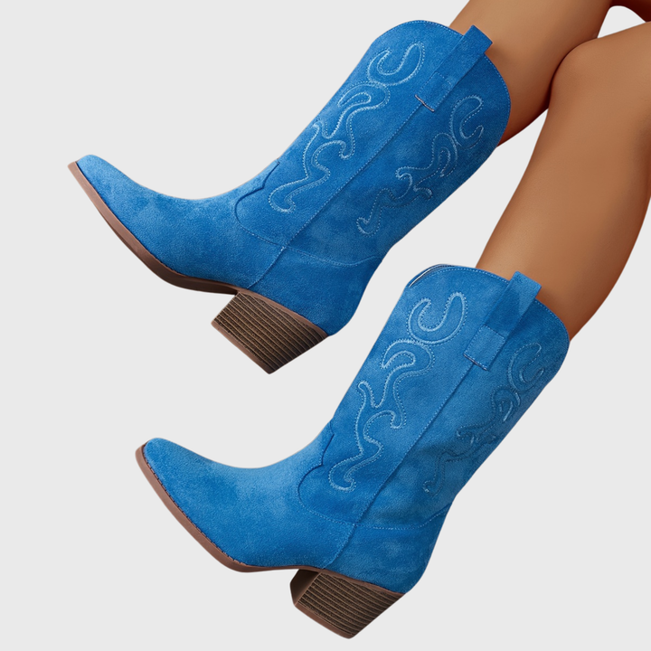 Brecka | Women's Wide Calf Western Cowboy Boots - Royal Blue - Image 16