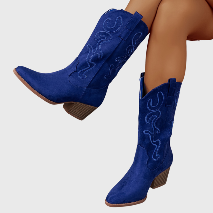 Brecka | Women's Wide Calf Western Cowboy Boots - Royal Blue - Image 3