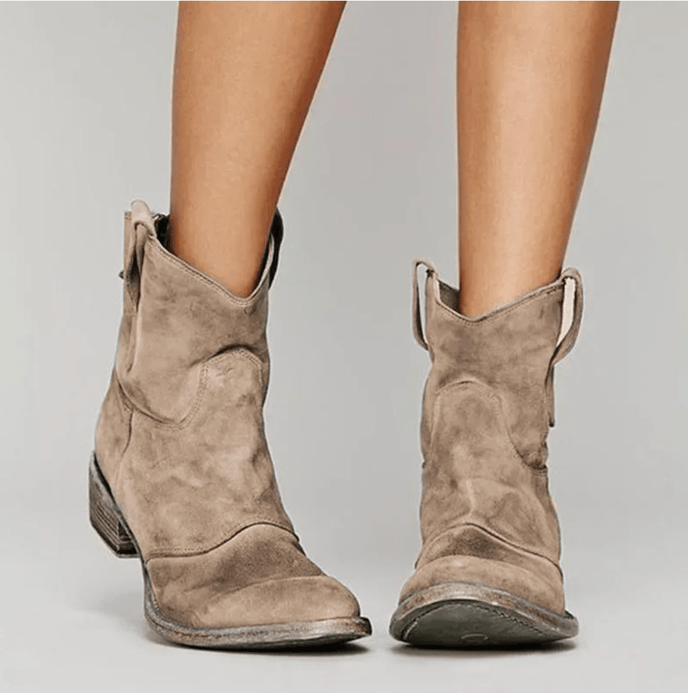 Brecken | Women's Suede Western Ankle Boots - Blue - Image 2