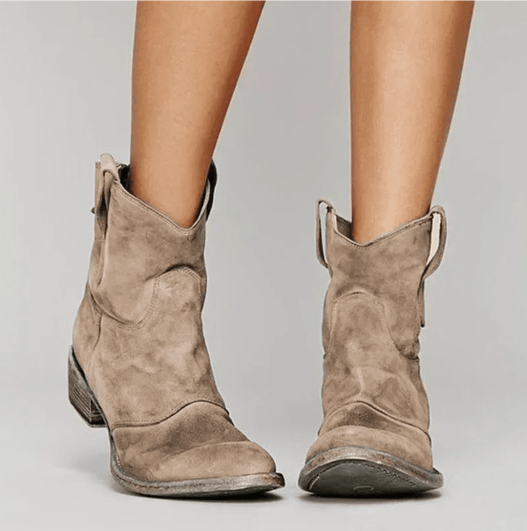 Brecken | Women's Suede Western Ankle Boots - Blue - Image 2
