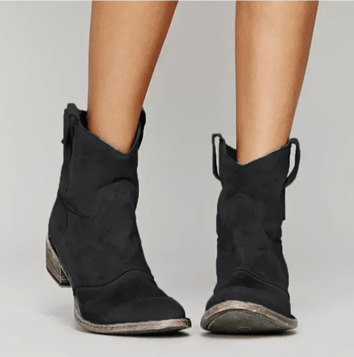 Brecken | Women's Suede Western Ankle Boots - Blue - Image 3