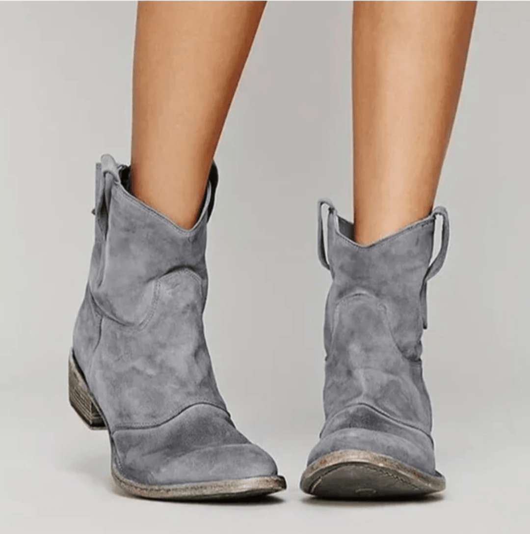 Brecken | Women's Suede Western Ankle Boots - Blue - Image 4