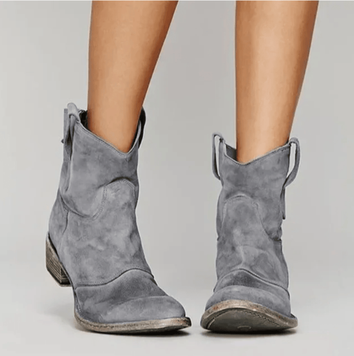 Brecken | Women's Suede Western Ankle Boots - Blue - Image 4