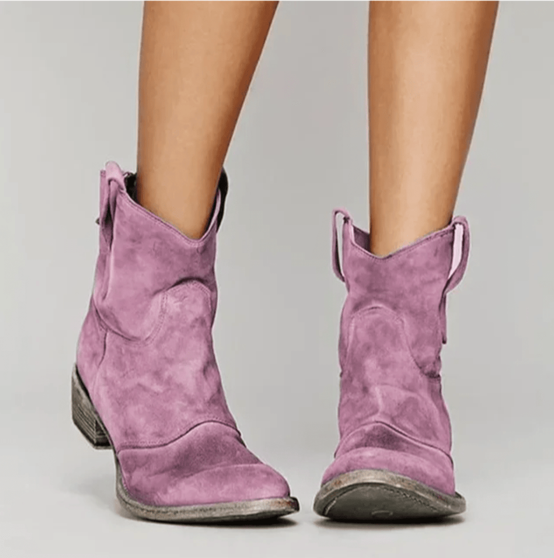 Brecken | Women's Suede Western Ankle Boots - Blue - Image 5