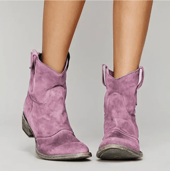 Brecken | Women's Suede Western Ankle Boots - Blue - Image 5
