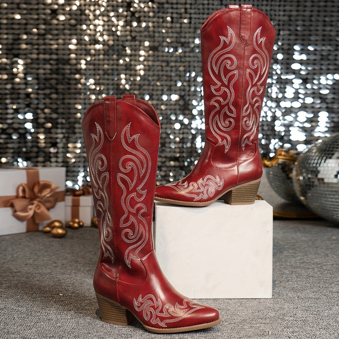 Brecken | Women's Wide Calf Western Cowboy Boots - Brown - Image 17