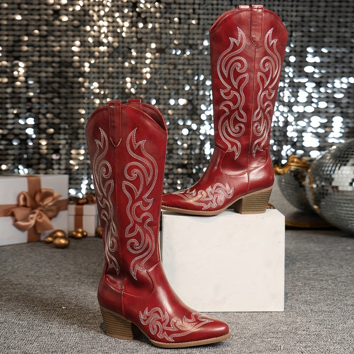 Brecken | Women's Wide Calf Western Cowboy Boots - Brown - Image 17