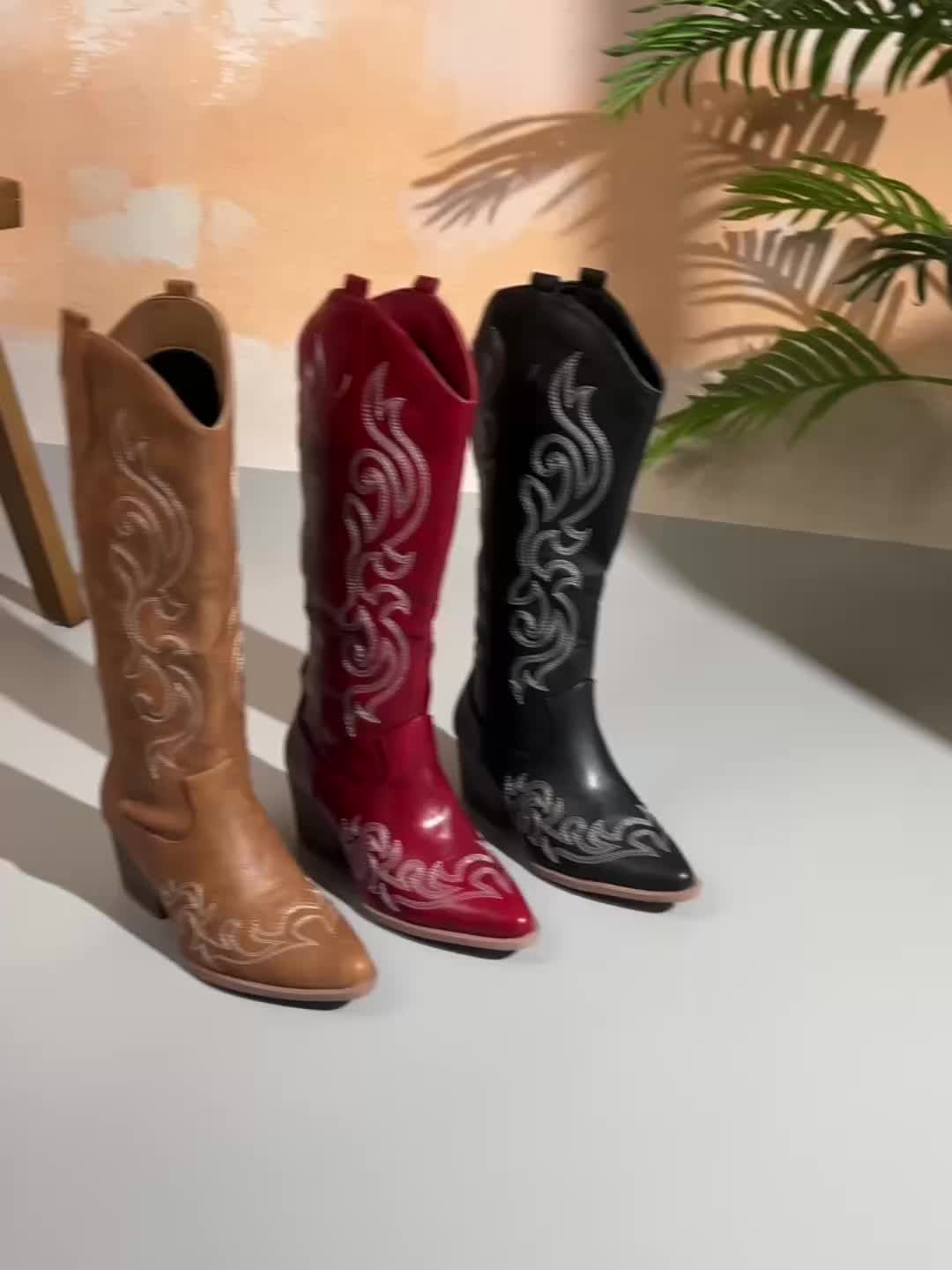 Brecken | Women's Wide Calf Western Cowboy Boots - Brown - Image 21