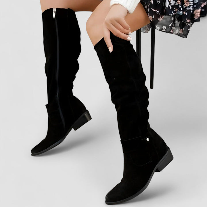 Brenley | Women's Knee High Slouch Boots - Beige - Image 6