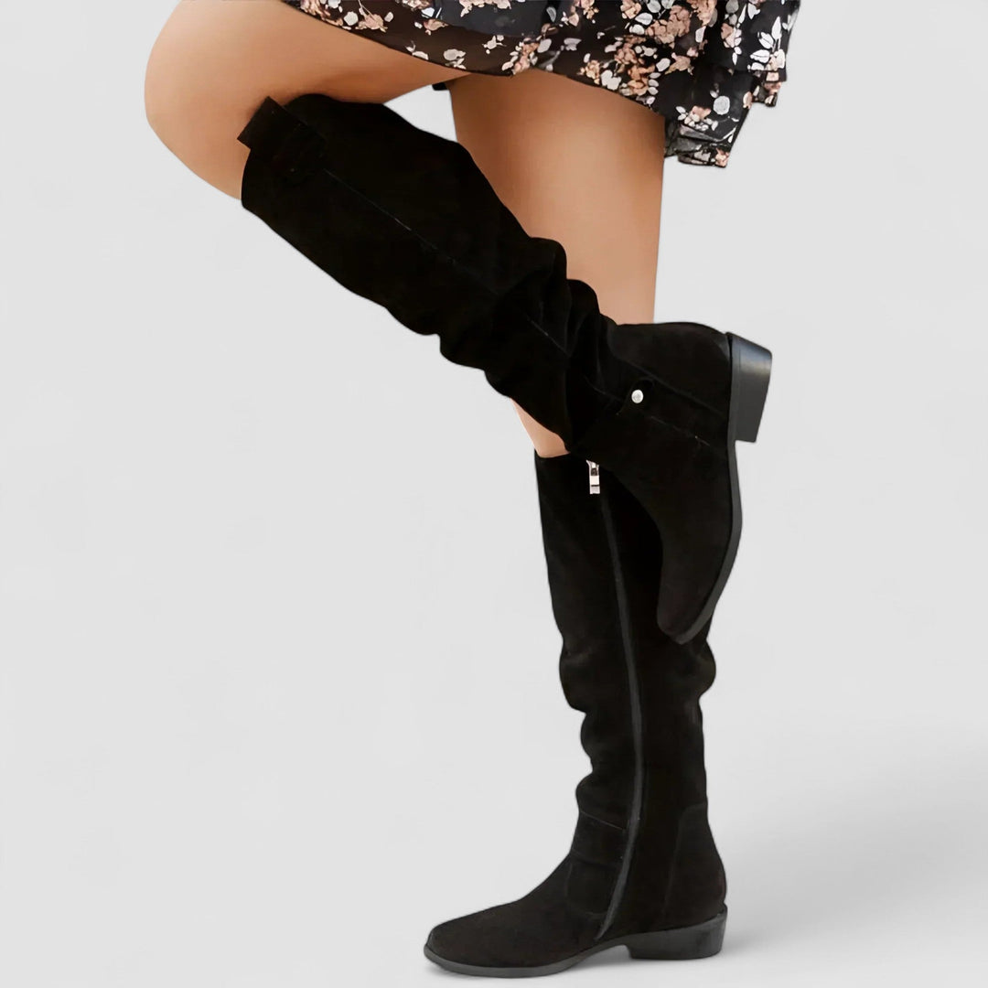 Brenley | Women's Knee High Slouch Boots - Beige - Image 7