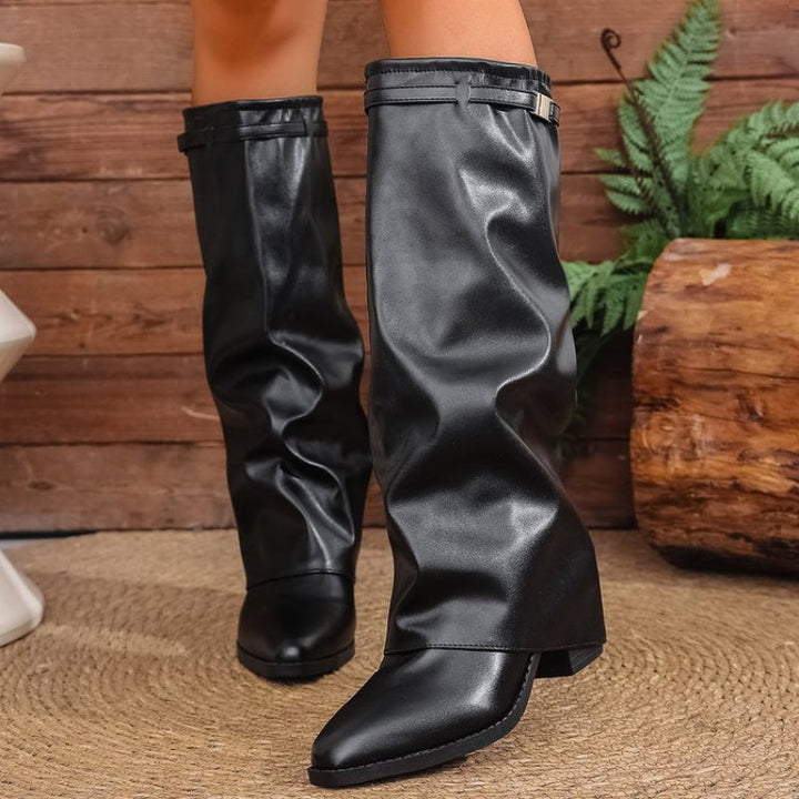 Brenley | Women's Knee-High Slouch Boots Pointed Toe - Black - Image 5