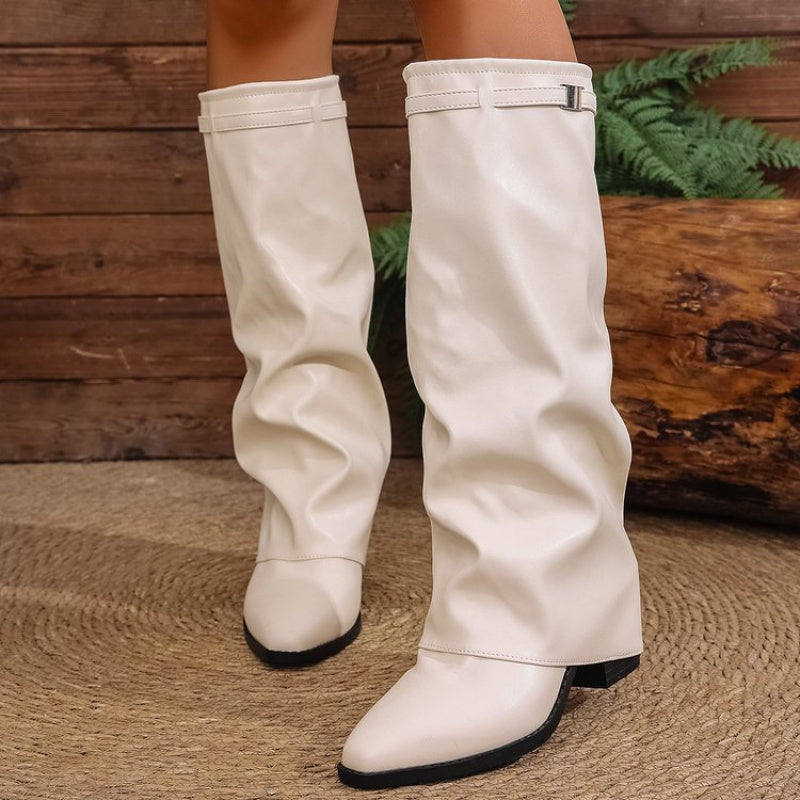 Brenley | Women's Knee-High Slouch Boots Pointed Toe - Black - Image 8