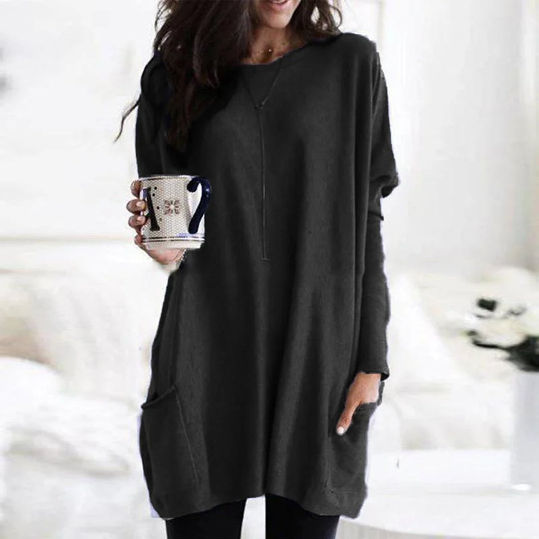Briella | Women's Oversized Long Sleeve Tunic with Pockets - Burgundy - Image 10