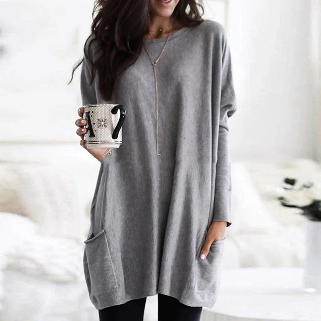 Briella | Women's Oversized Long Sleeve Tunic with Pockets - Burgundy - Image 11