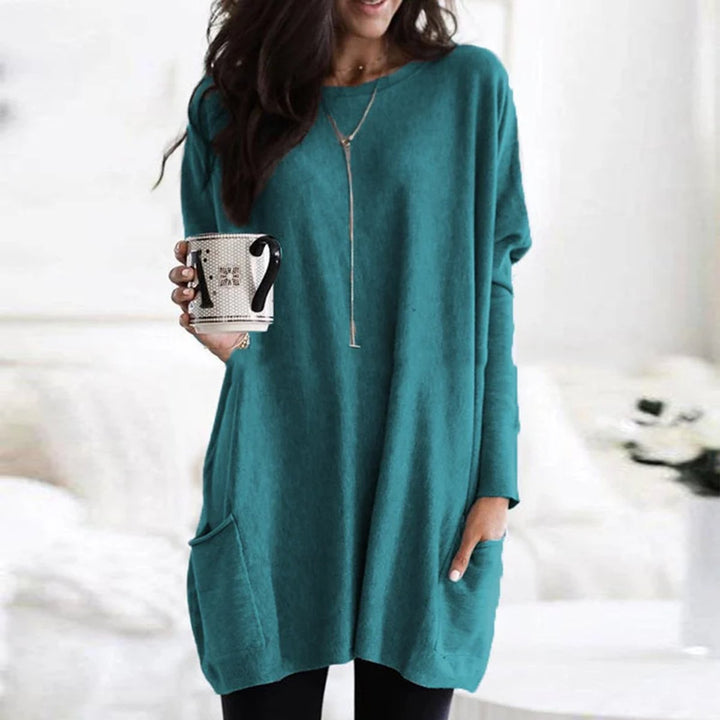 Briella | Women's Oversized Long Sleeve Tunic with Pockets - Burgundy - Image 12