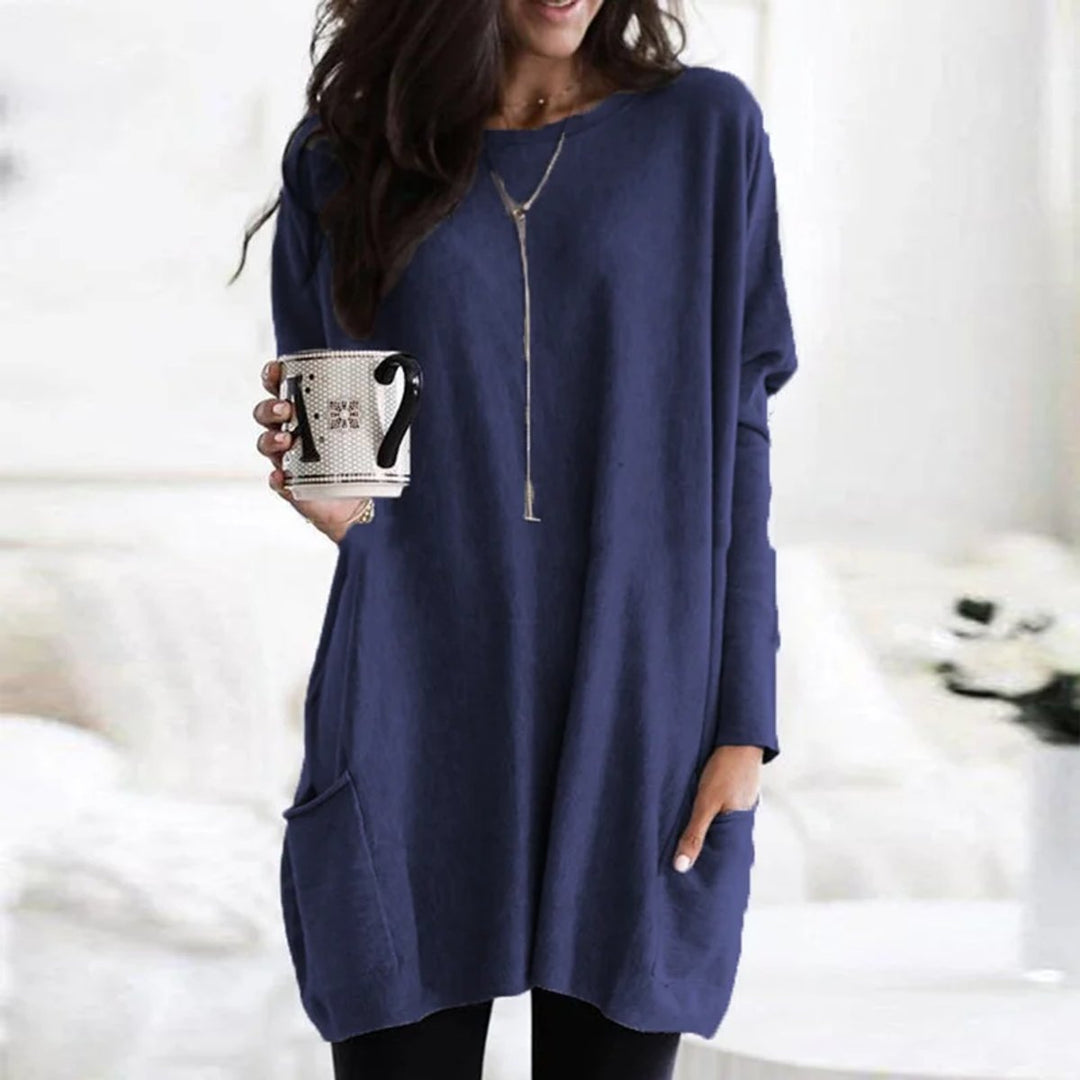 Briella | Women's Oversized Long Sleeve Tunic with Pockets - Burgundy - Image 13