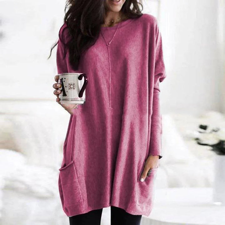 Briella | Women's Oversized Long Sleeve Tunic with Pockets - Burgundy - Image 7