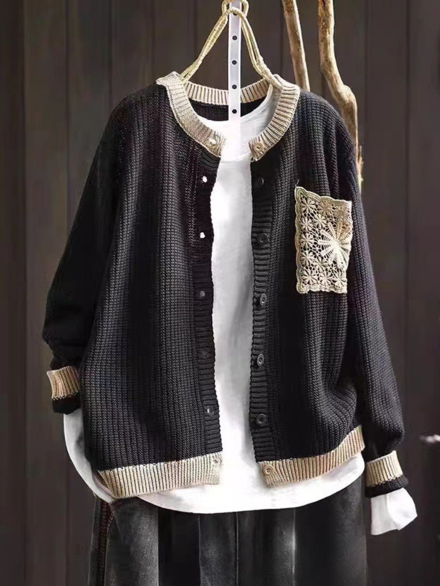 Brielle | Women's Button-Front Knit Cardigan - Brown - Image 2