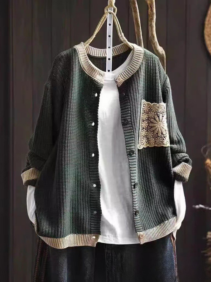 Brielle | Women's Button-Front Knit Cardigan - Brown - Image 6