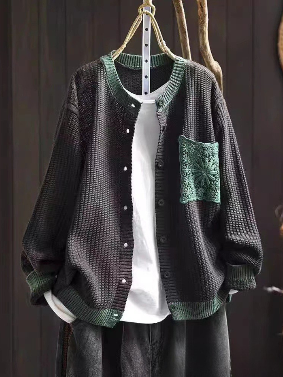 Brielle | Women's Button-Front Knit Cardigan - Brown - Image 7