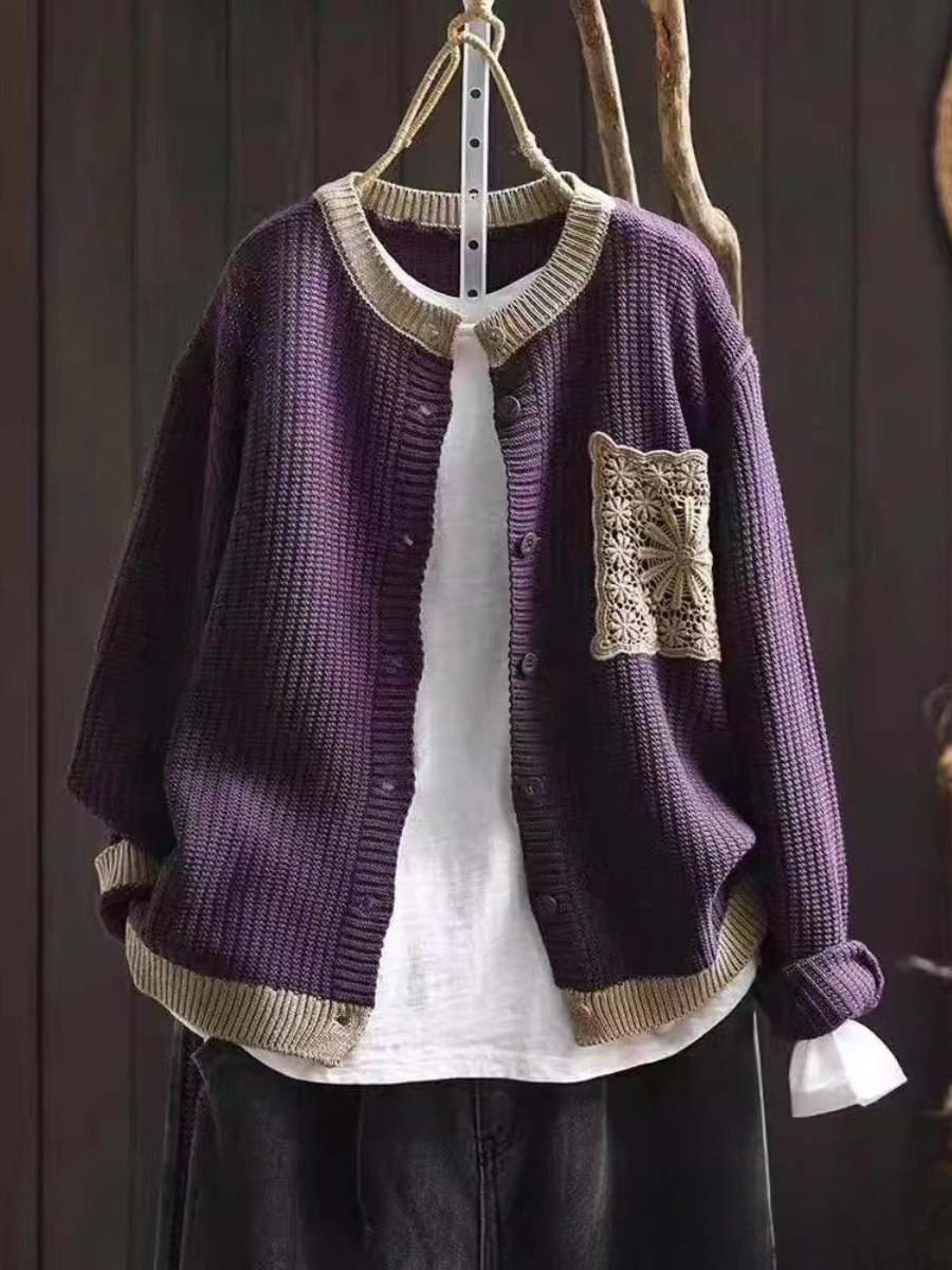Brielle | Women's Button-Front Knit Cardigan - Brown - Image 8
