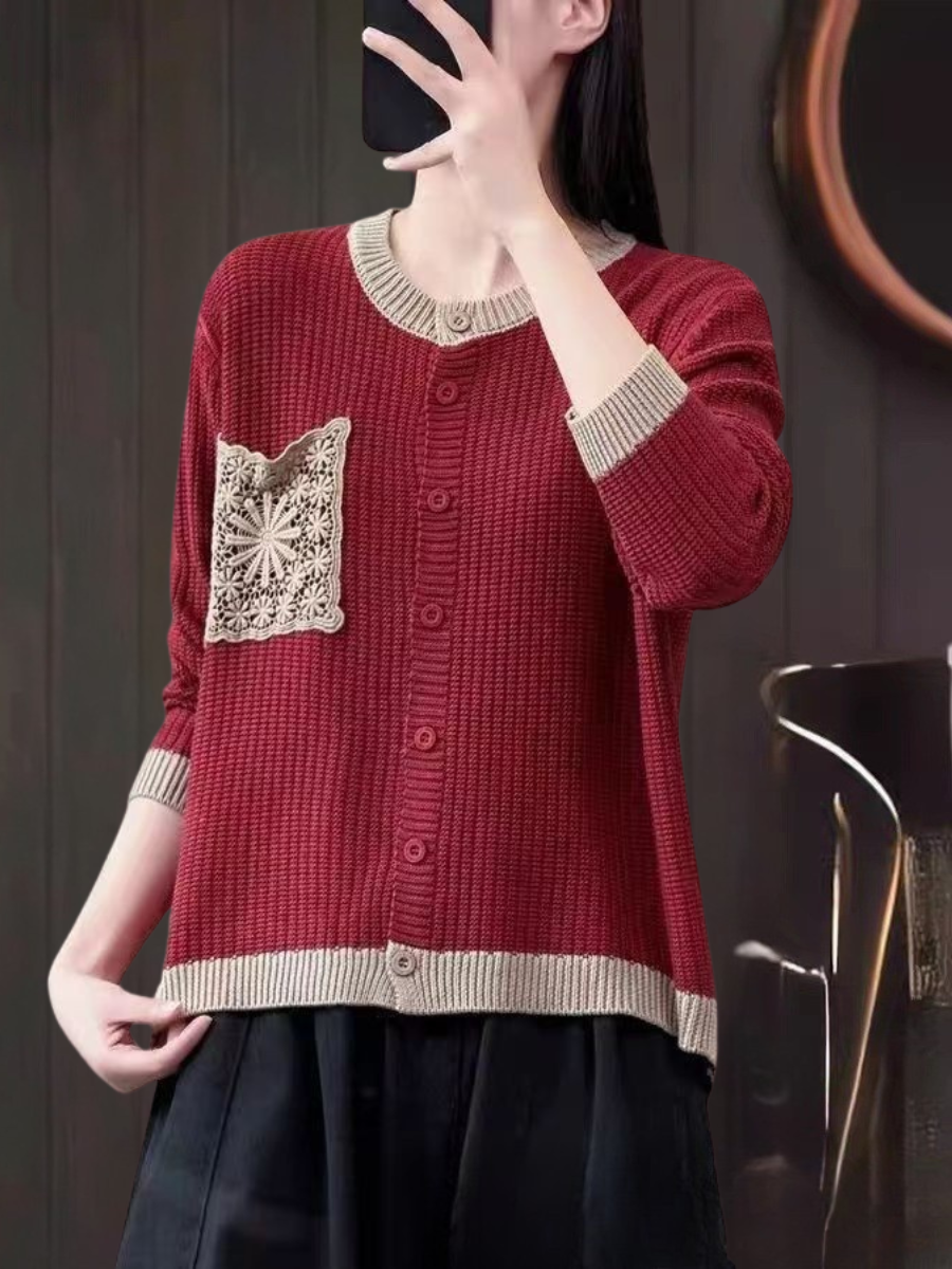 Brielle | Women's Button-Front Knit Cardigan - Brown - Image 9