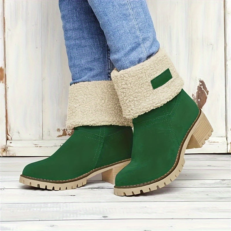 Britta | Women's Fleece Lined Ankle Boots with Block Heel - Black - Image 13