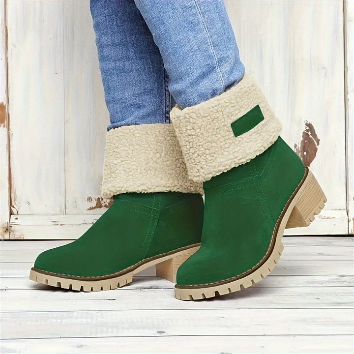 Britta | Women's Fleece Lined Ankle Boots with Block Heel - Black - Image 13