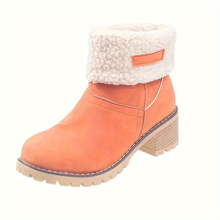 Britta | Women's Fleece Lined Ankle Boots with Block Heel - Black - Image 7