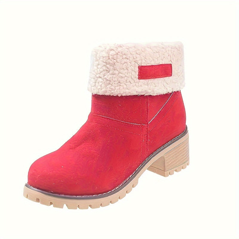 Britta | Women's Fleece Lined Ankle Boots with Block Heel - Black - Image 9