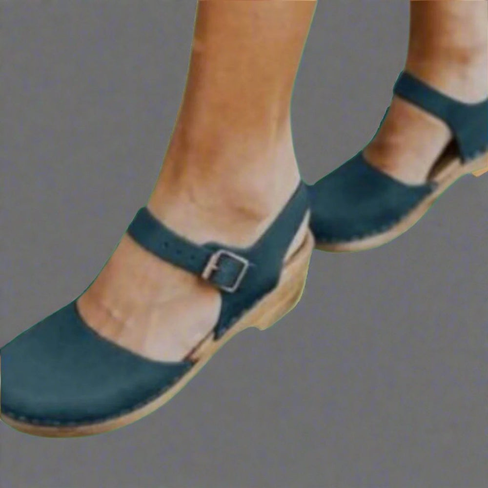 Britta | Women's Platform Clog Ankle Strap Closed Toe Heel - Light Brown - Image 2