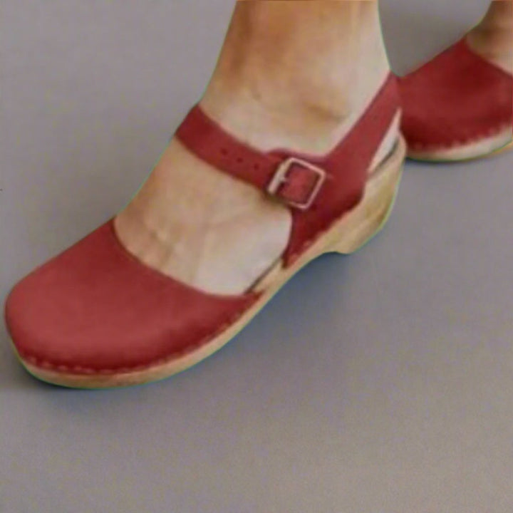 Britta | Women's Platform Clog Ankle Strap Closed Toe Heel - Light Brown - Image 3